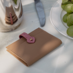 Lulu wallet in Biscuit Napa + Exotic Rose